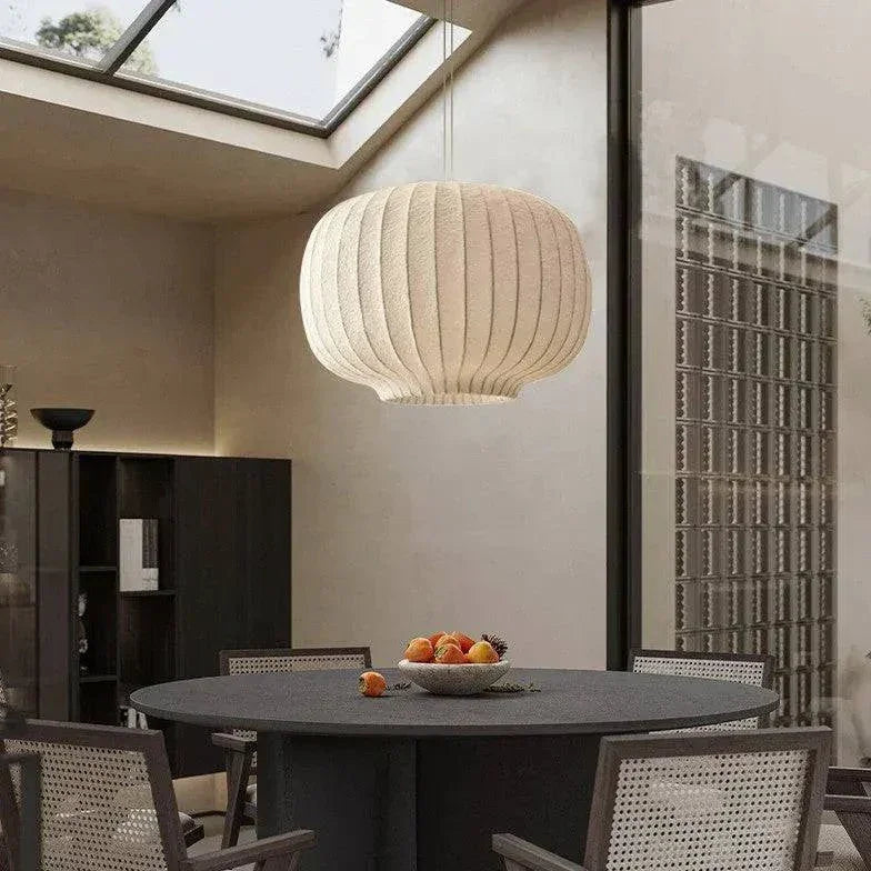 Lustre Blanc Rétro Style Lanterne En Tissu - Clowas.fr