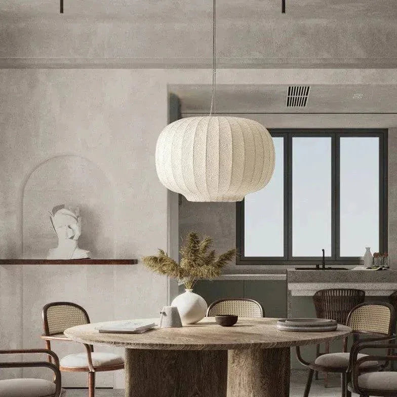 Lustre Blanc Rétro Style Lanterne En Tissu - Clowas.fr