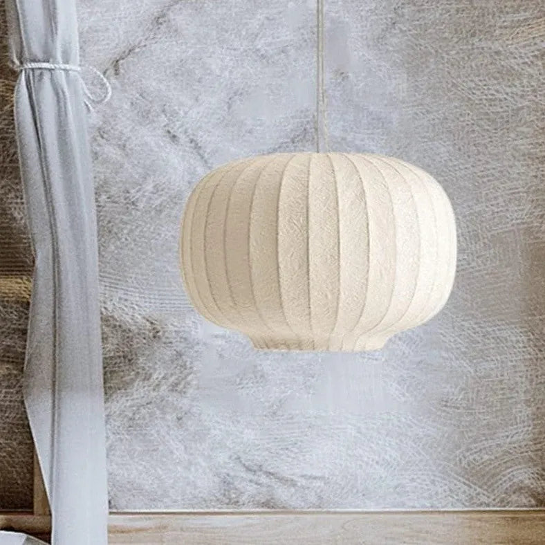 Fabric Lantern Style Vintage White Pendant Light