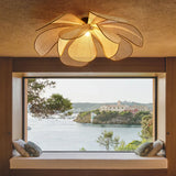 Rattan Multi-Petal Translucent Pendant Light