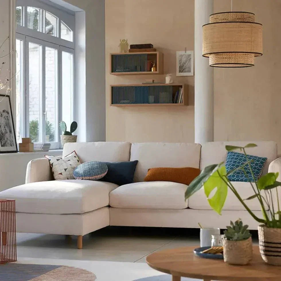 Lustre Cylindrique Double Couche En Rotin - Clowas.fr