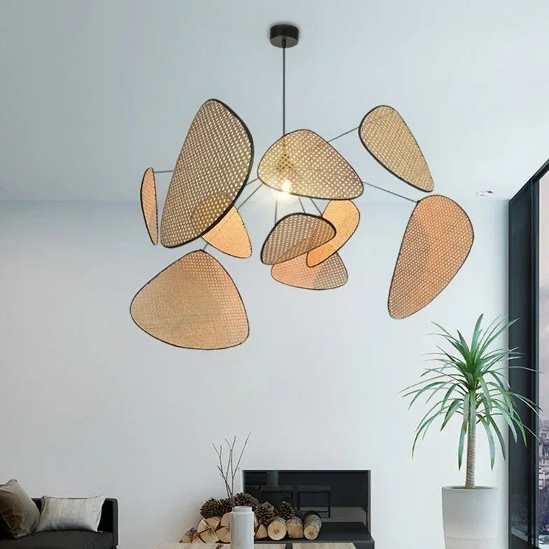 Radial Irregular Rattan Sheet Pendant Light