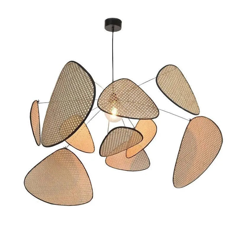 Radial Irregular Rattan Sheet Pendant Light