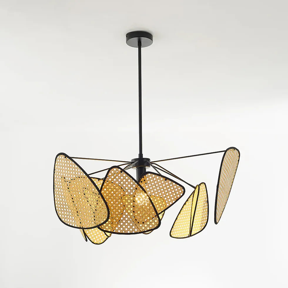 Radial Irregular Rattan Sheet Pendant Light