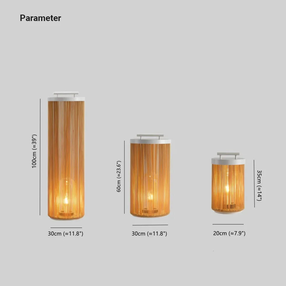 Lampadaire solaire d'extérieur cylindrique en osier