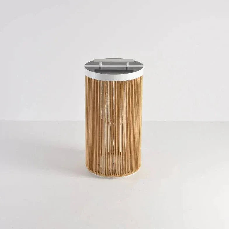 Lampadaire Solaire D'Extérieur Cylindrique En Osier - Clowas.fr