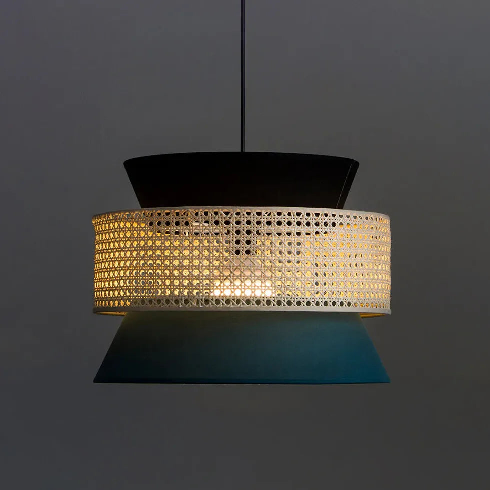 Two-Layer Rattan Cylindrical Pendant Light