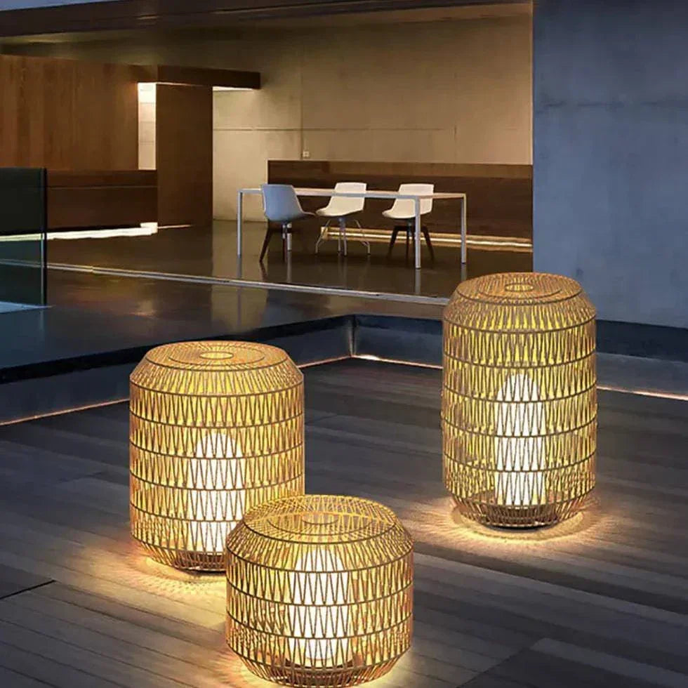 Lampadaire Sur Pied En Rotin Éclairage Extérieur Étanche - Clowas.fr