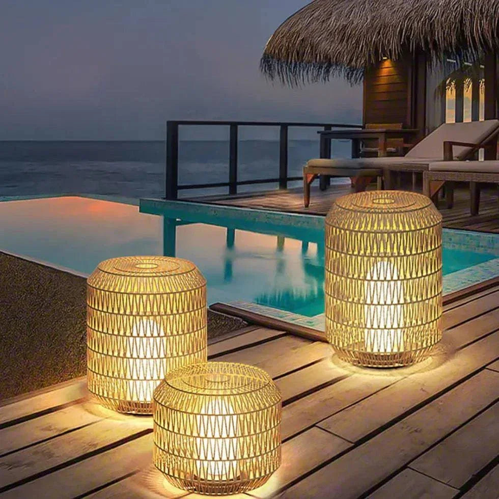 Lampadaire Sur Pied En Rotin Éclairage Extérieur Étanche - Clowas.fr