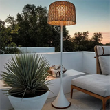 Lampadaire Solaire Sur Pied Haut En Rotin Tressé Pour Terrasse