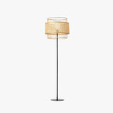 Lampadaire minimaliste en osier cylindrique double