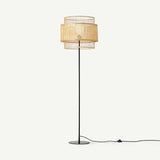 Lampadaire minimaliste en osier cylindrique double