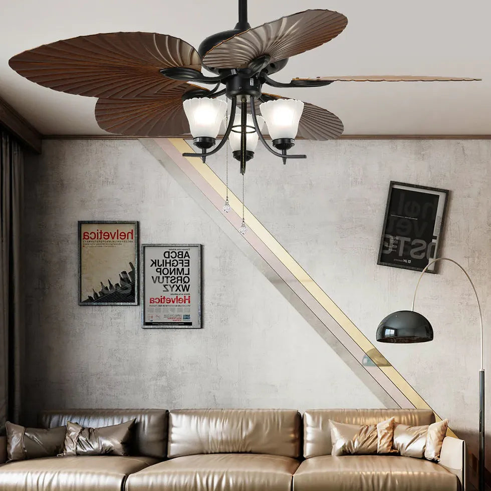 Plant Leaf Design Vintage Living Room Fan Light