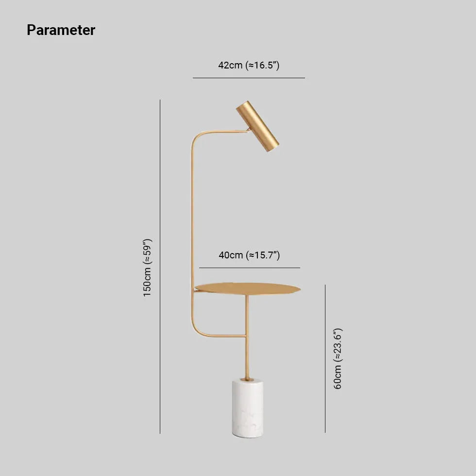 Lampadaire minimaliste en or avec table