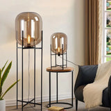 Glass Semi-Transparent Square Base Modern Floor Lamp