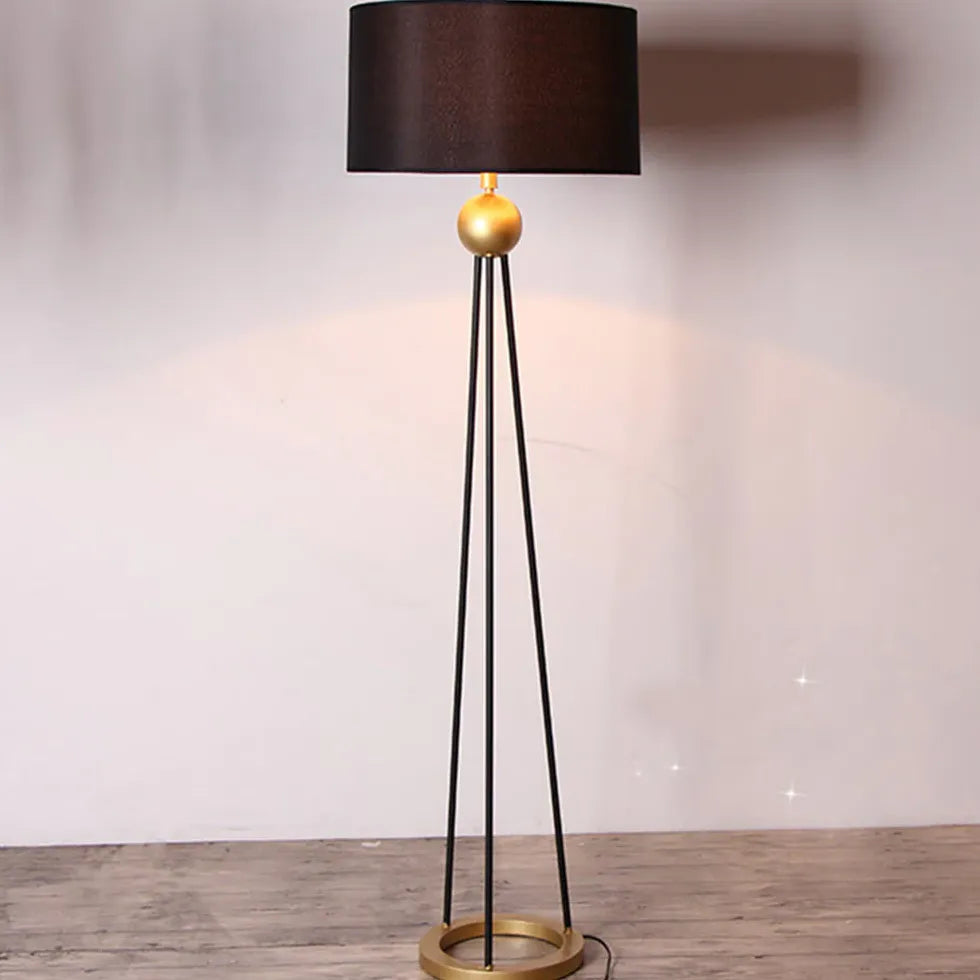 Tripode cylindrique marron noir lampadaire moderne