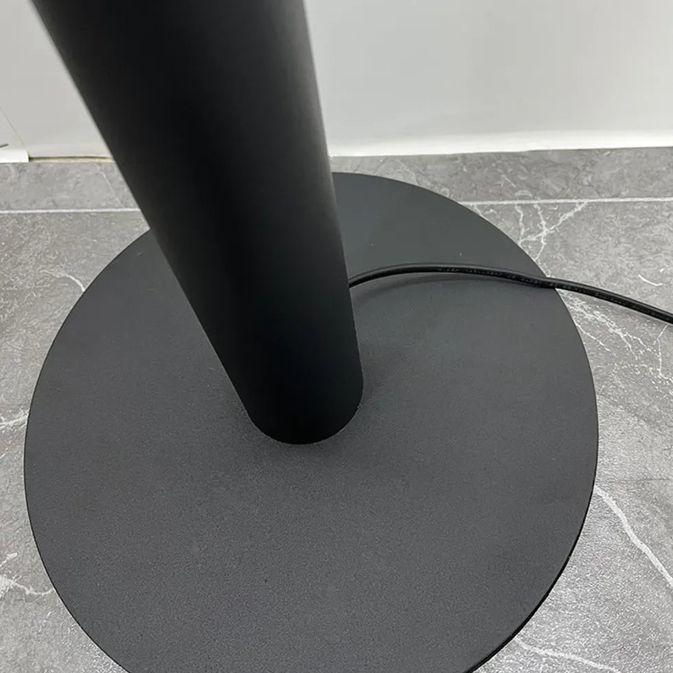 Lampadaire à disque mat noir à deux légers