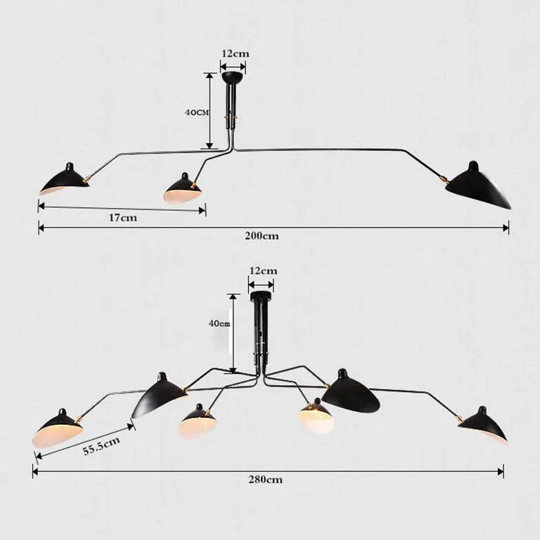 Lustre suspension industriel design moderne rotatif