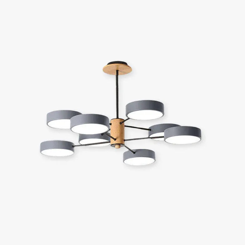 Lustre Design Bois Suspension Ronde Multilampe