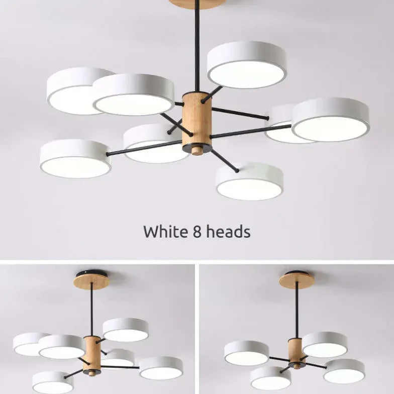 Lustre Design Bois Suspension Ronde Multilampe