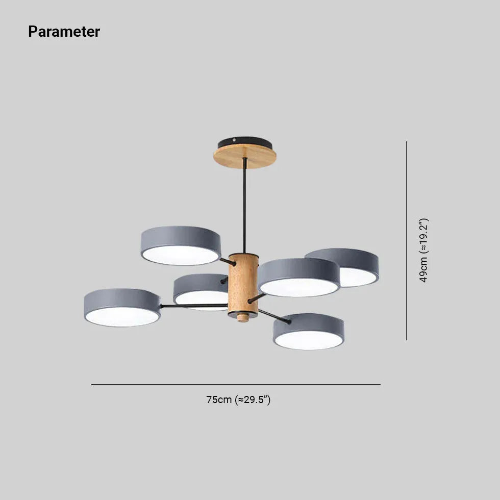 Lustre Design Bois Suspension Ronde Multilampe