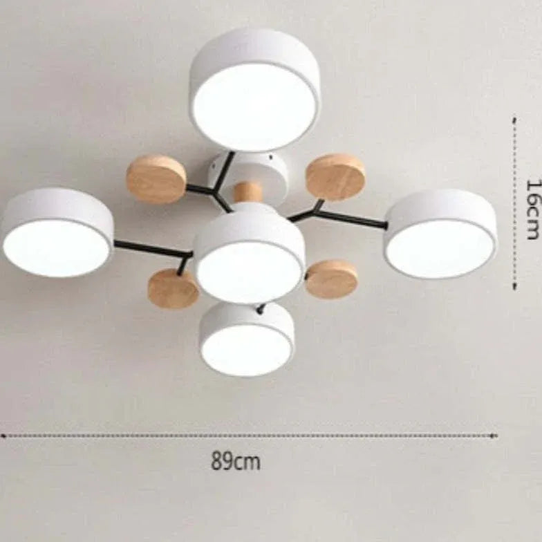 Plafonnier luxe design salon moderne bois nordique