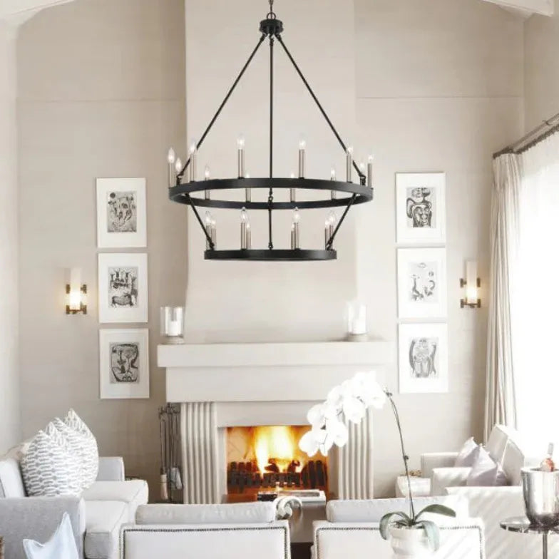 Multi-Head Candle Design Round Industrial Chandelier