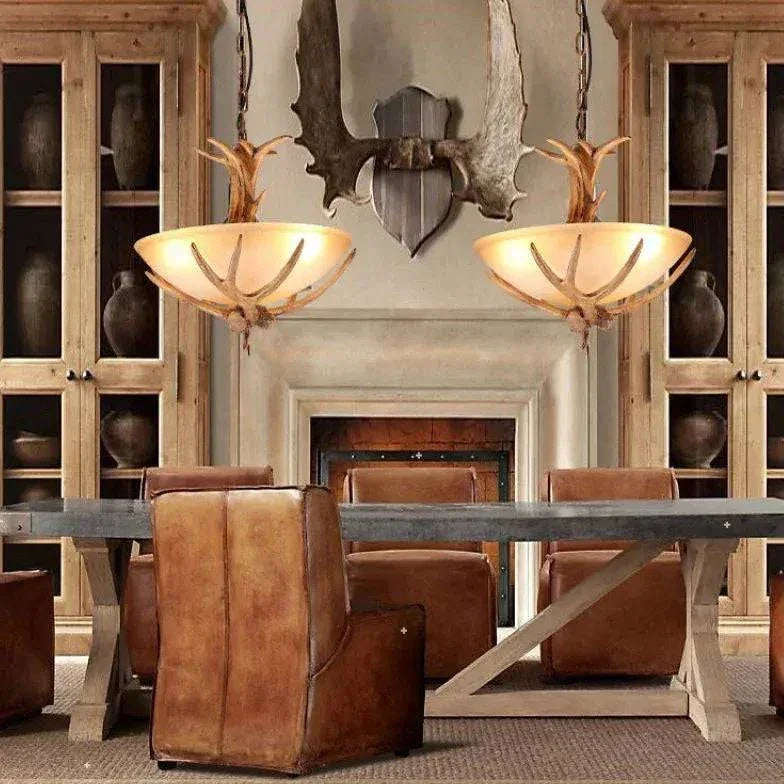 Lustre Vintage Rustique En Bois Avec Un Design De Style Bois De Cerf - Clowas.fr