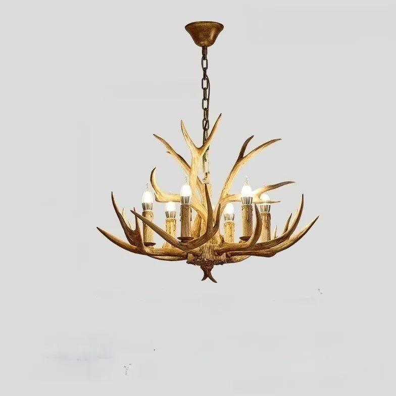 Lustre chandelier en bois imitation bois de cerf