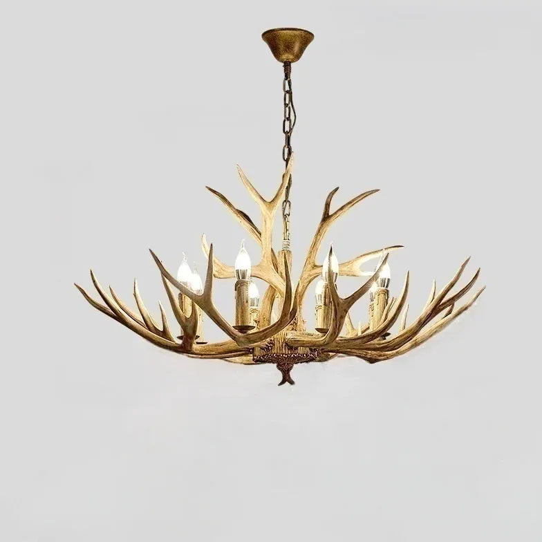 Lustre chandelier en bois imitation bois de cerf