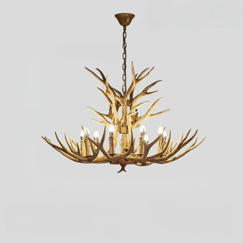 Lustre chandelier en bois imitation bois de cerf