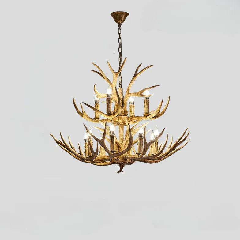 Lustre chandelier en bois imitation bois de cerf