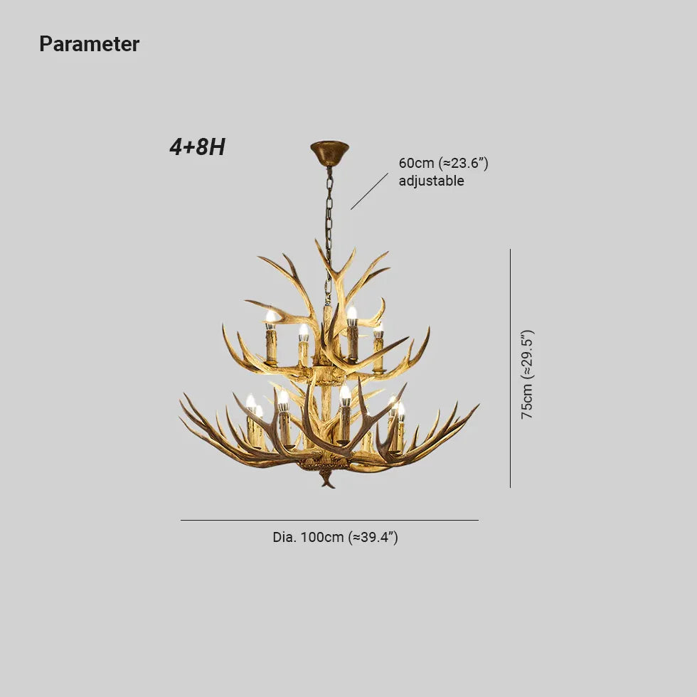 Lustre chandelier en bois imitation bois de cerf