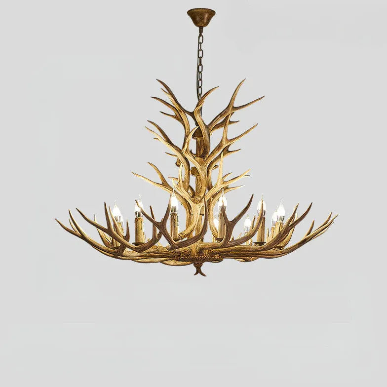 Lustre chandelier en bois imitation bois de cerf