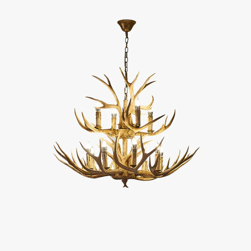 Lustre chandelier en bois imitation bois de cerf