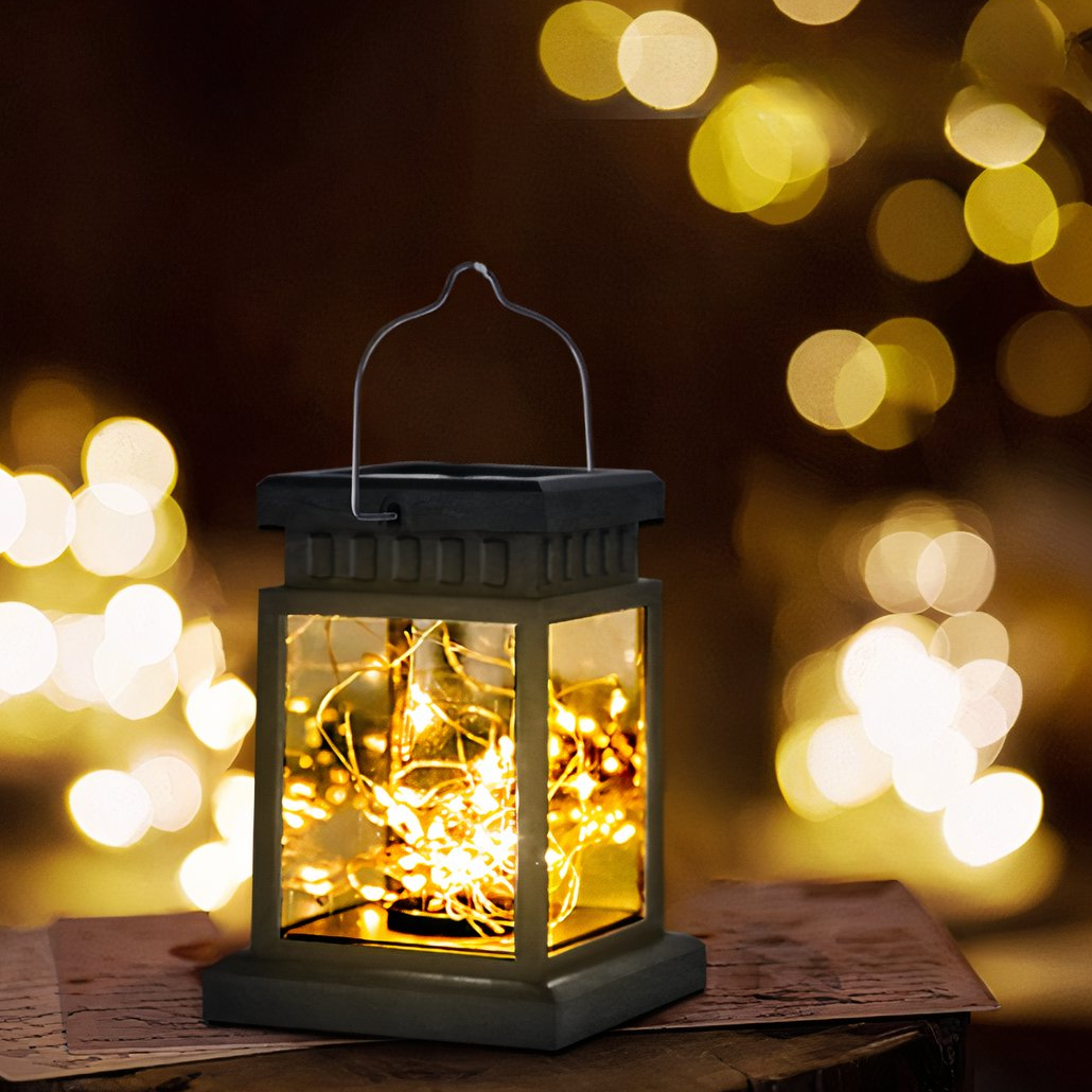 Lanterne Solaire Extérieur à Suspendre LED Portable Noire pour Jardin