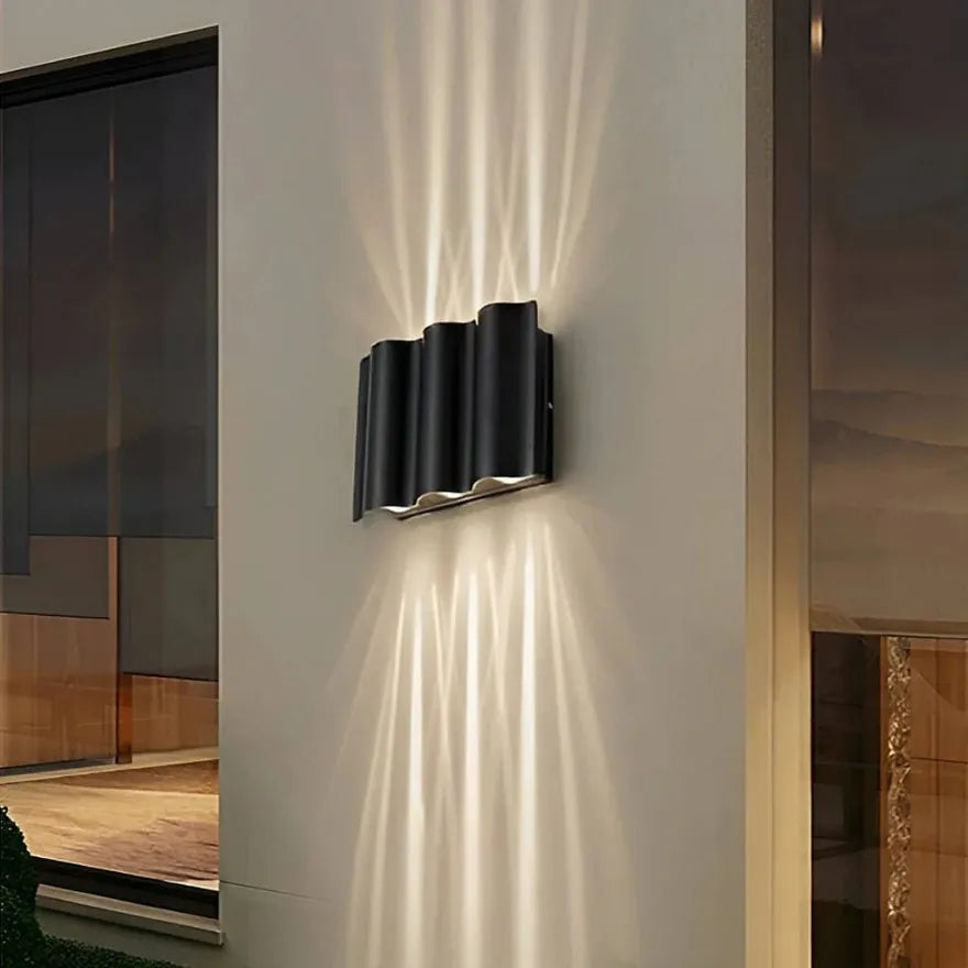 Applique Murale Extérieure LED Design Noir Éclairage Haut Bas IP65
