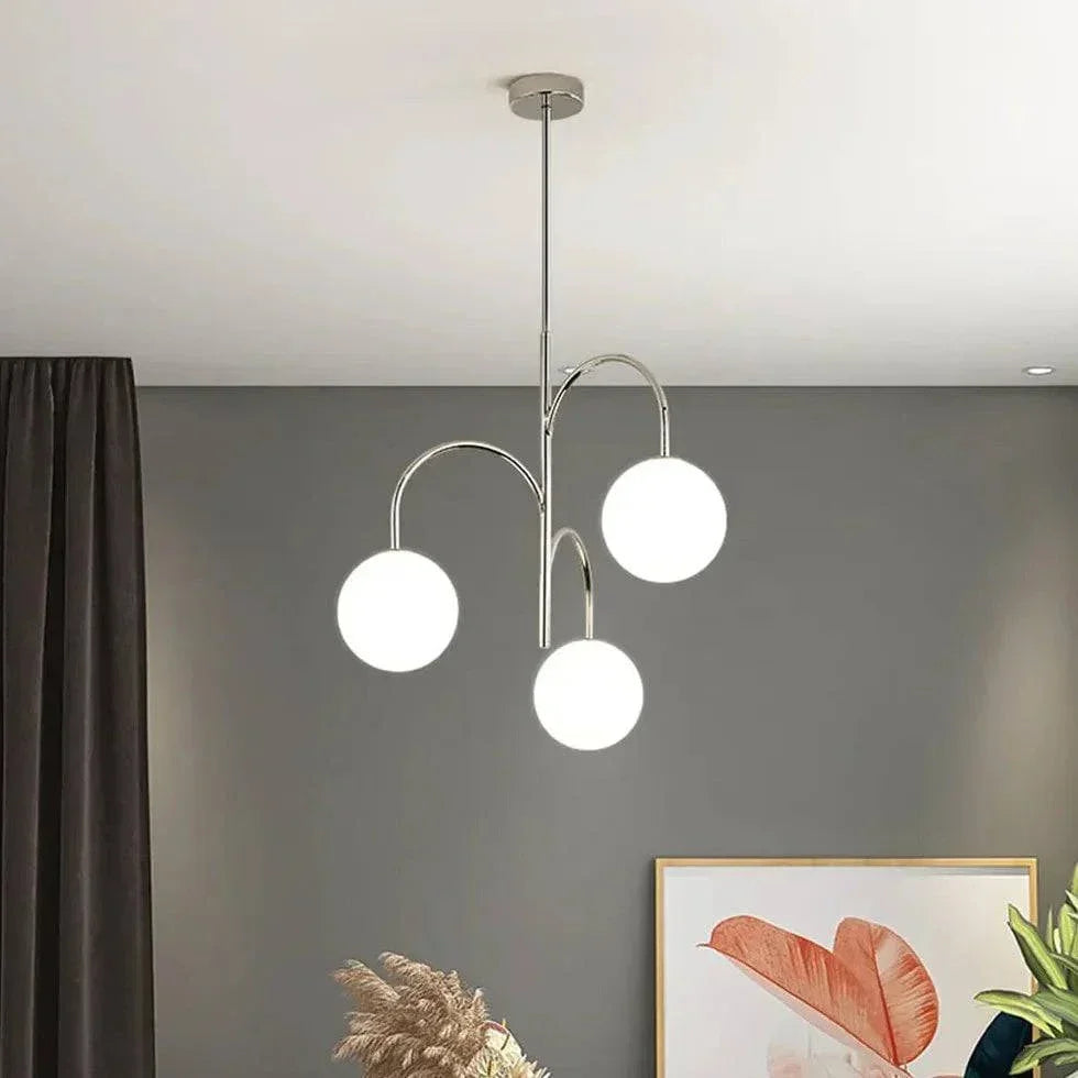 Lustre 3 Branches Verre Opale Rétro Nordique - Clowas.fr