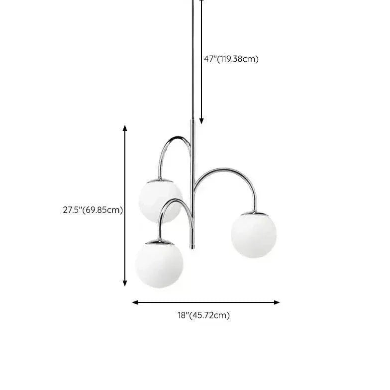 Lustre 3 Branches Verre Opale Rétro Nordique - Clowas.fr