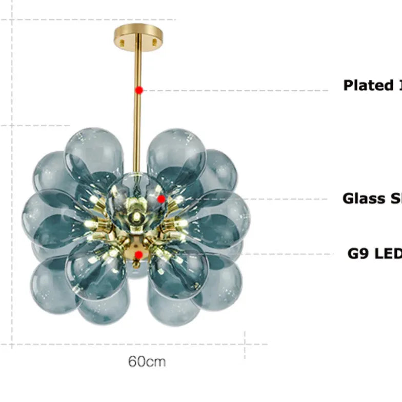 Lustre coloré moderne en verre soufflé