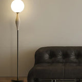 White Sphere Long Rod Minimalist Floor Lamp