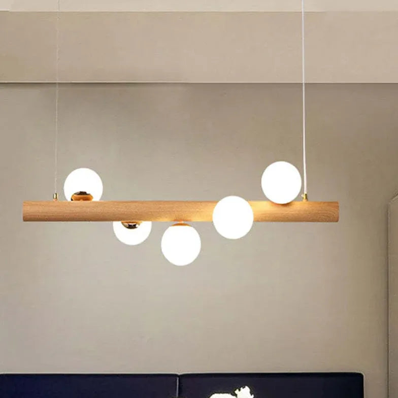 Wooden Glass Ball Industrial Nordic Pendant Light