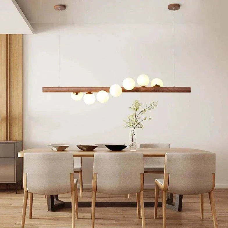 Lustre De Restaurant Boule De Verre En Bois - Clowas.fr