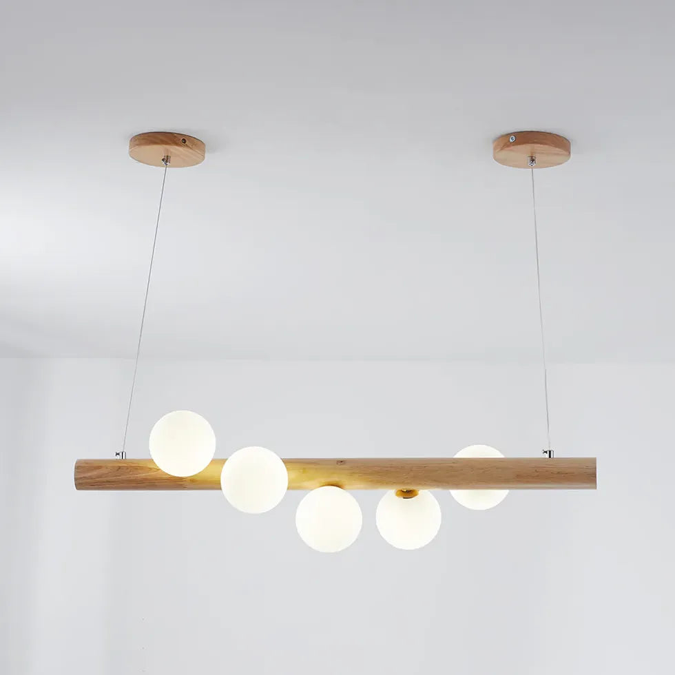 Wooden Glass Ball Industrial Nordic Pendant Light