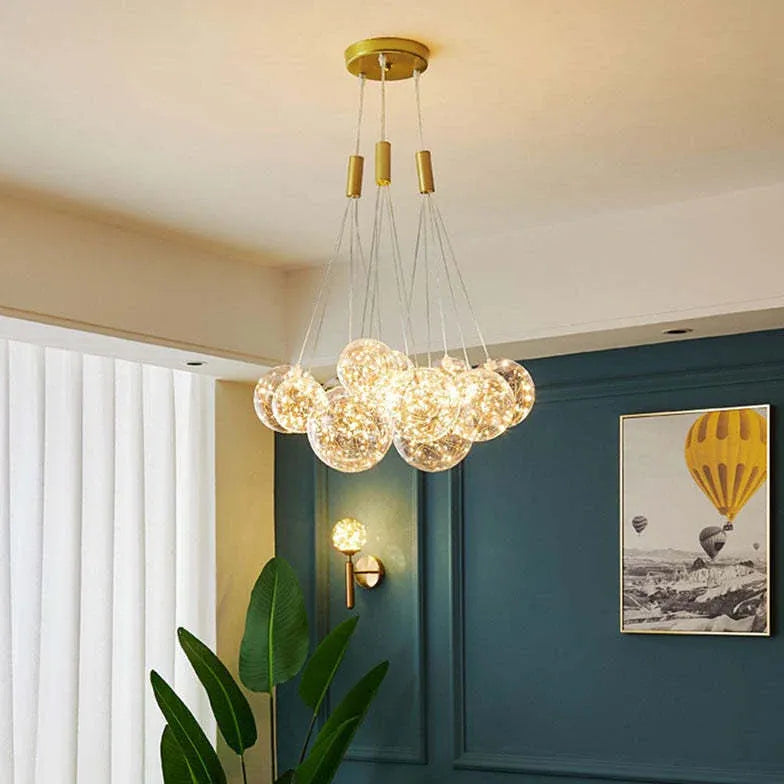 Large Transparent Glass Bubble Cluster Chandelier