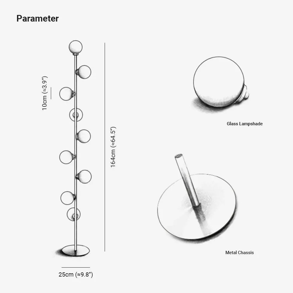 Sphère multi-blanc lampadaire moderne droit