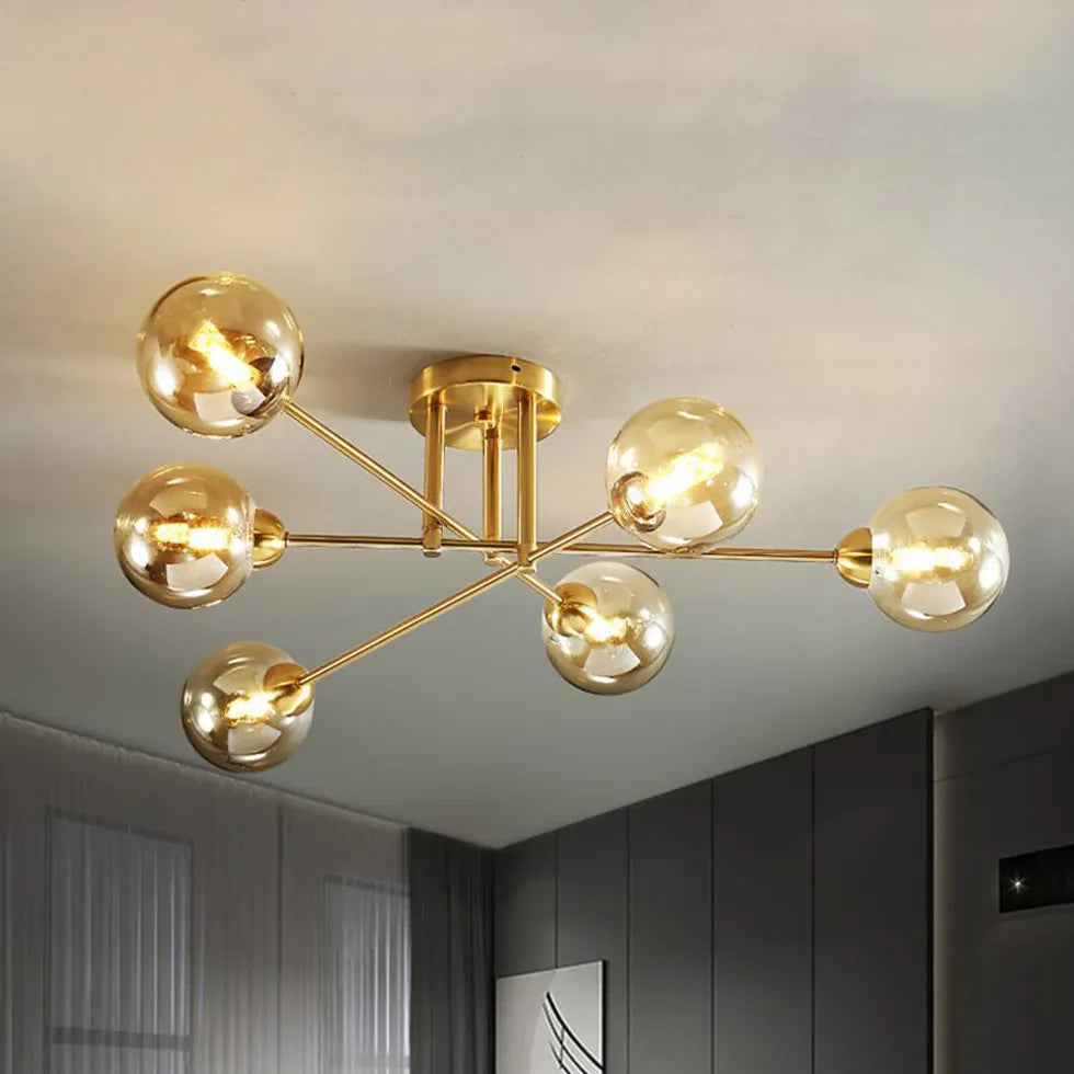 Valentina Industrial Glass Globe Globe Chandelier LED