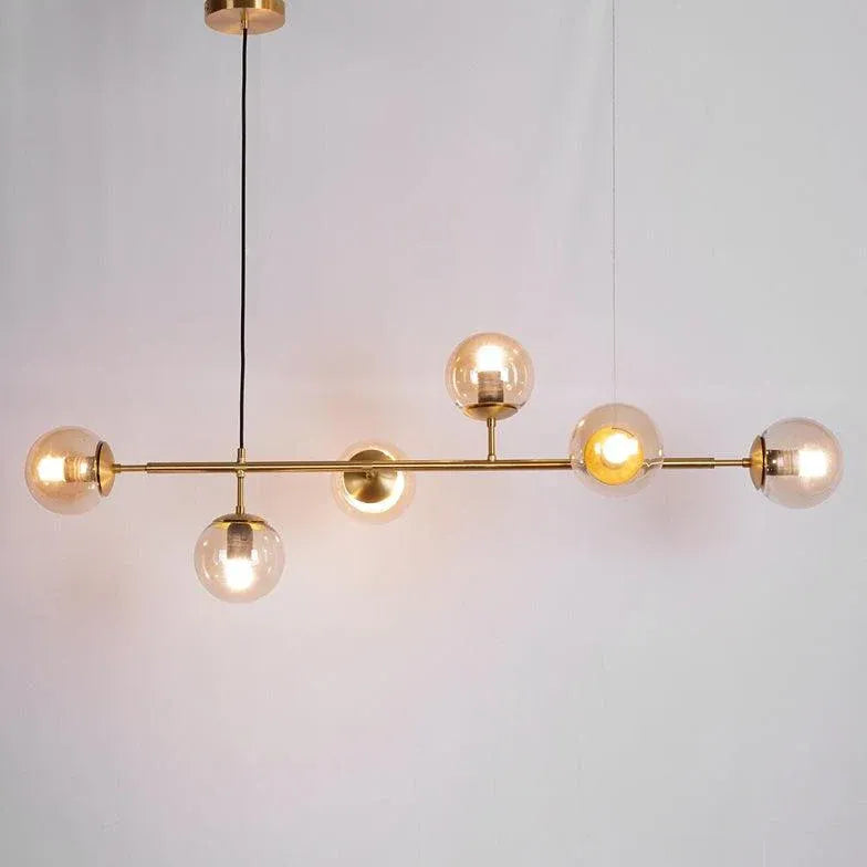 Linear Gold Metal Multi-Head Minimalist Pendant Light