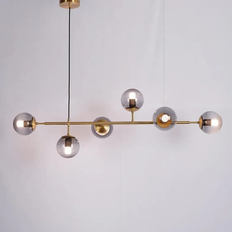 Linear Gold Metal Multi-Head Minimalist Pendant Light