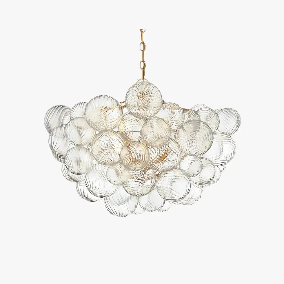 Transparent Glass Spherical Multi-Light Branch Chandelier